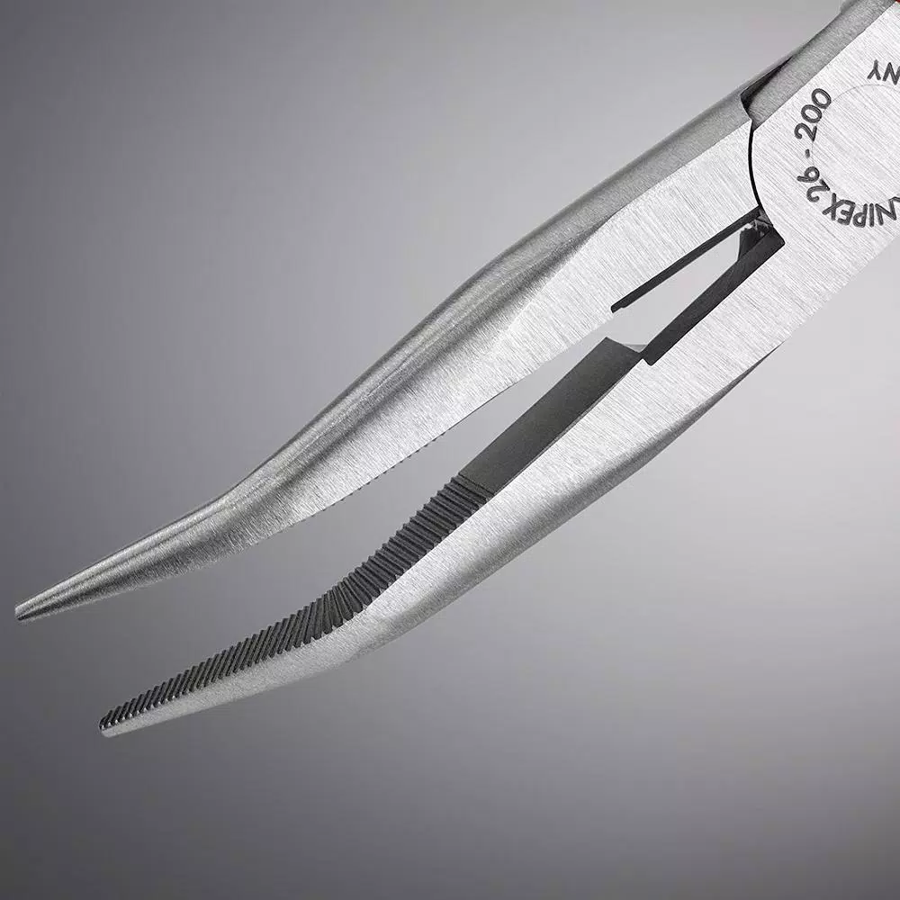 KNIPEX 8 in. Angled Long Nose Pliers with Cutter, 40° Bent Snipe Nose Side Cutting Pliers