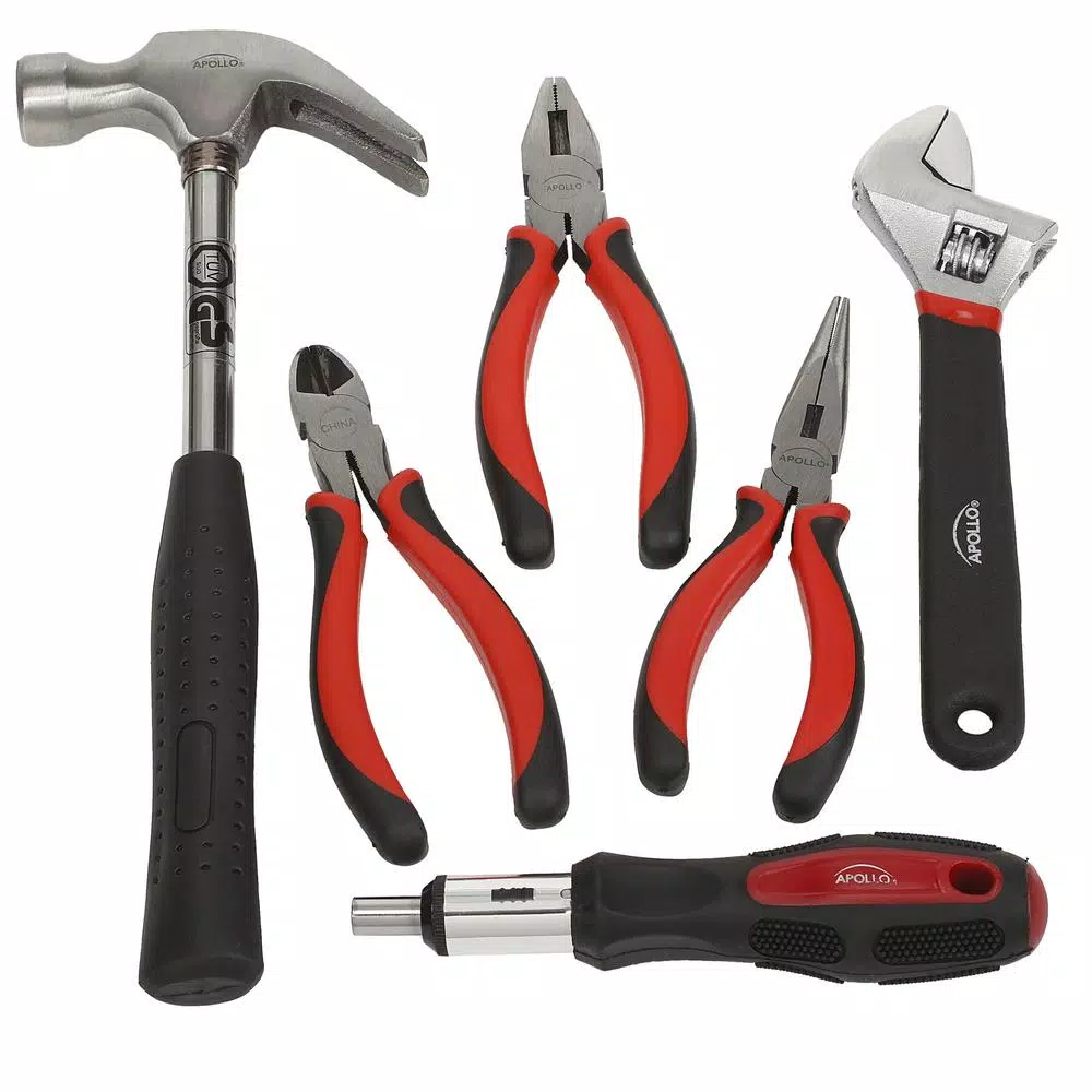 Apollo 71-Piece Home Tool Kit with Hammer, Pliers, Screwdrivers, and Tape Measure