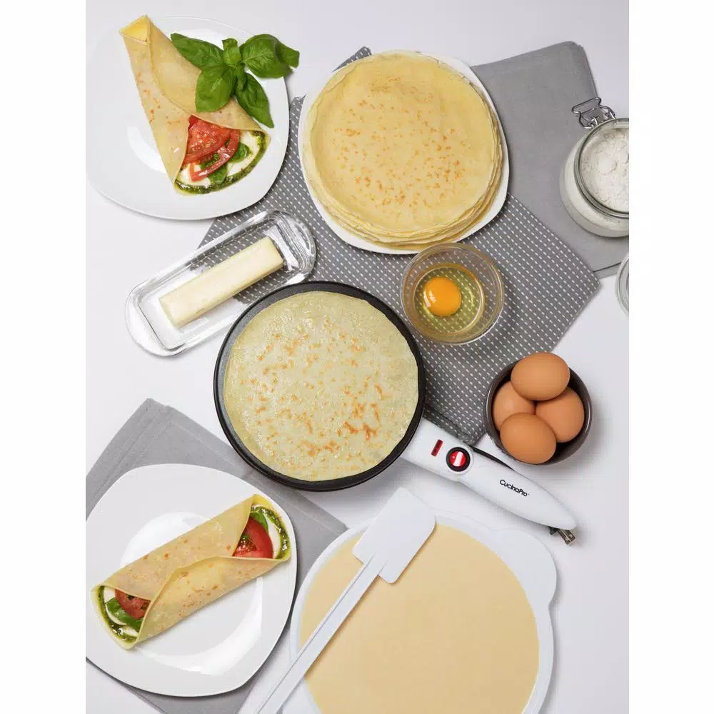 CucinaPro Electric Crepe Maker, 7.5 inch Non-Stick Surface, White
