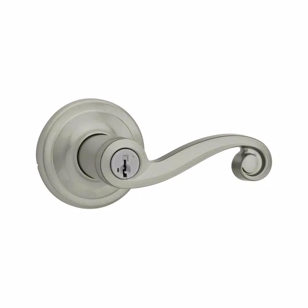 Kwikset Lido Satin Nickel Exterior Entry Door Lever with SmartKey Security