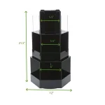 Mind Reader Black 3-Tier 18-Compartment Coffee Condiment Organizer, Large Breakroom Lazy Susan Station thumbnail 7