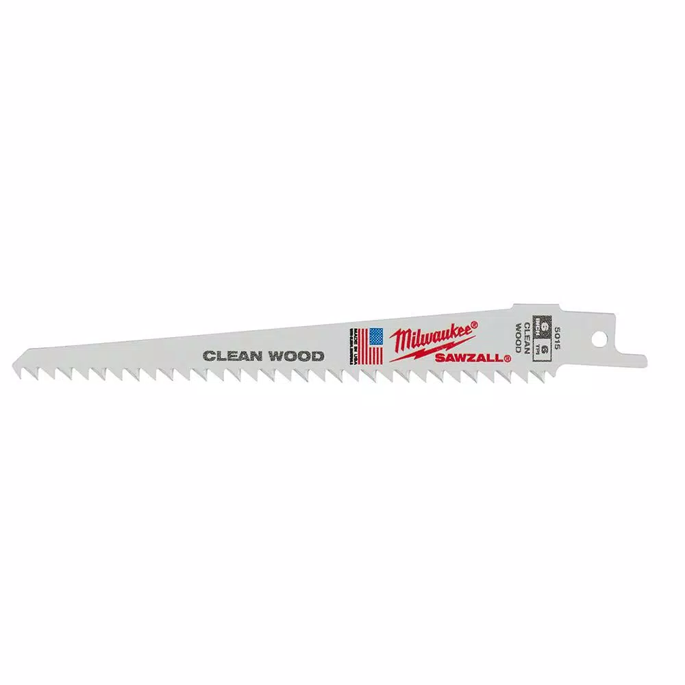 Milwaukee 6 in. 6 TPI Wood Cutting Reciprocating Saw Blades, 5-Pack
