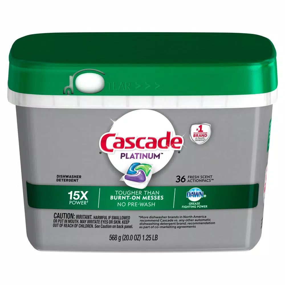 Cascade Platinum ActionPacs Dishwasher Detergent with Dawn, Fresh Scent (2 x 36-Count)