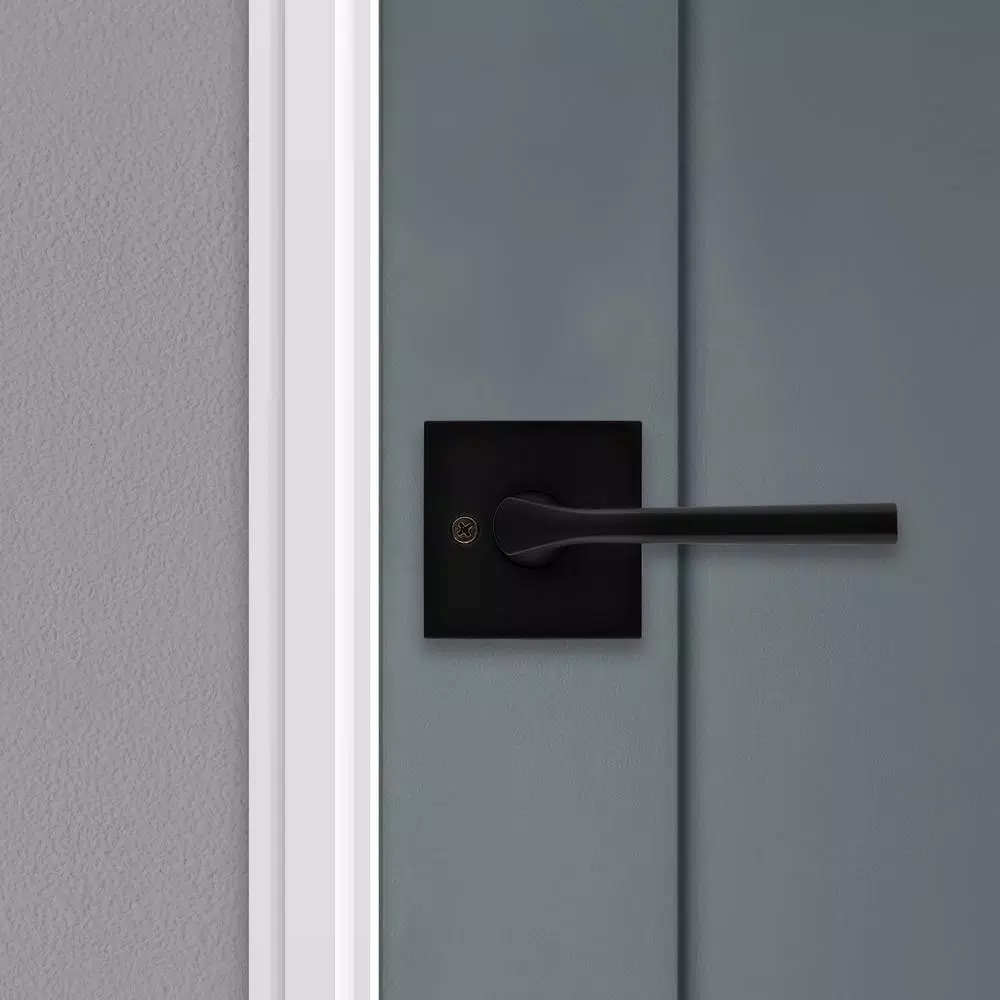 Kwikset Lisbon Square Matte Black Interior Passage Door Lever