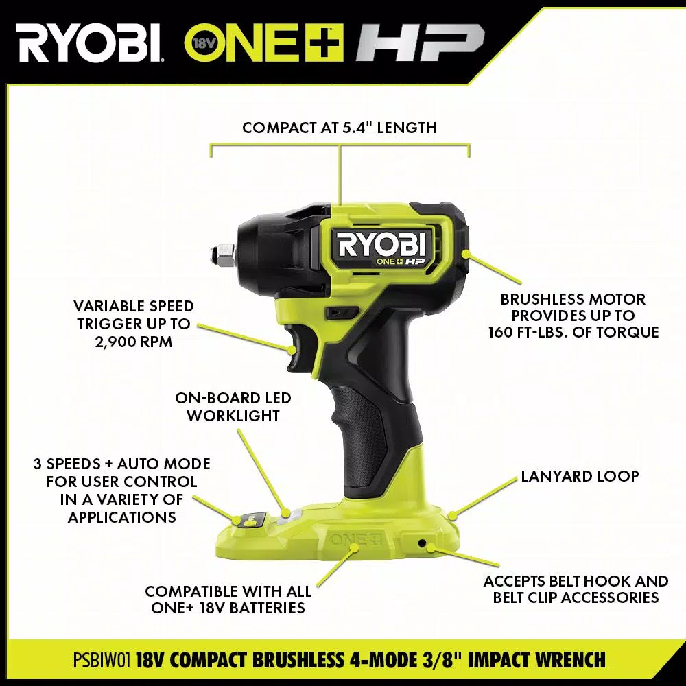 RYOBI ONE+ HP 18V Brushless Cordless Compact 3-Tool Combo Kit (Drill/Driver, Impact Driver, Impact Wrench)