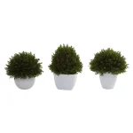 Nearly Natural Mixed Cedar Topiary Collection, Set of 3 with Ceramic Planters thumbnail 4