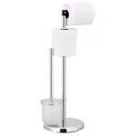 Furinno Urinno Wayar Toilet Paper Holder with Brush Stand, Freestanding Chrome Silver thumbnail 1