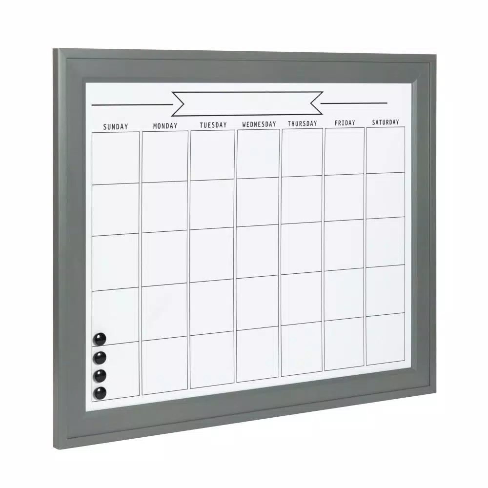 DesignOvation Bosc Monthly Dry Erase Magnetic Calendar Wall Organizer with Frame