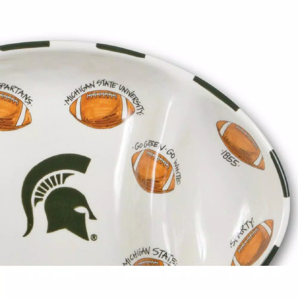 Magnolia Lane Michigan State Football Ceramic Divided Serving Platter