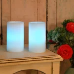 LUMABASE 3 in. Multicolor Remote Control LED Pillar Wax Candles, Set of 2 thumbnail 4