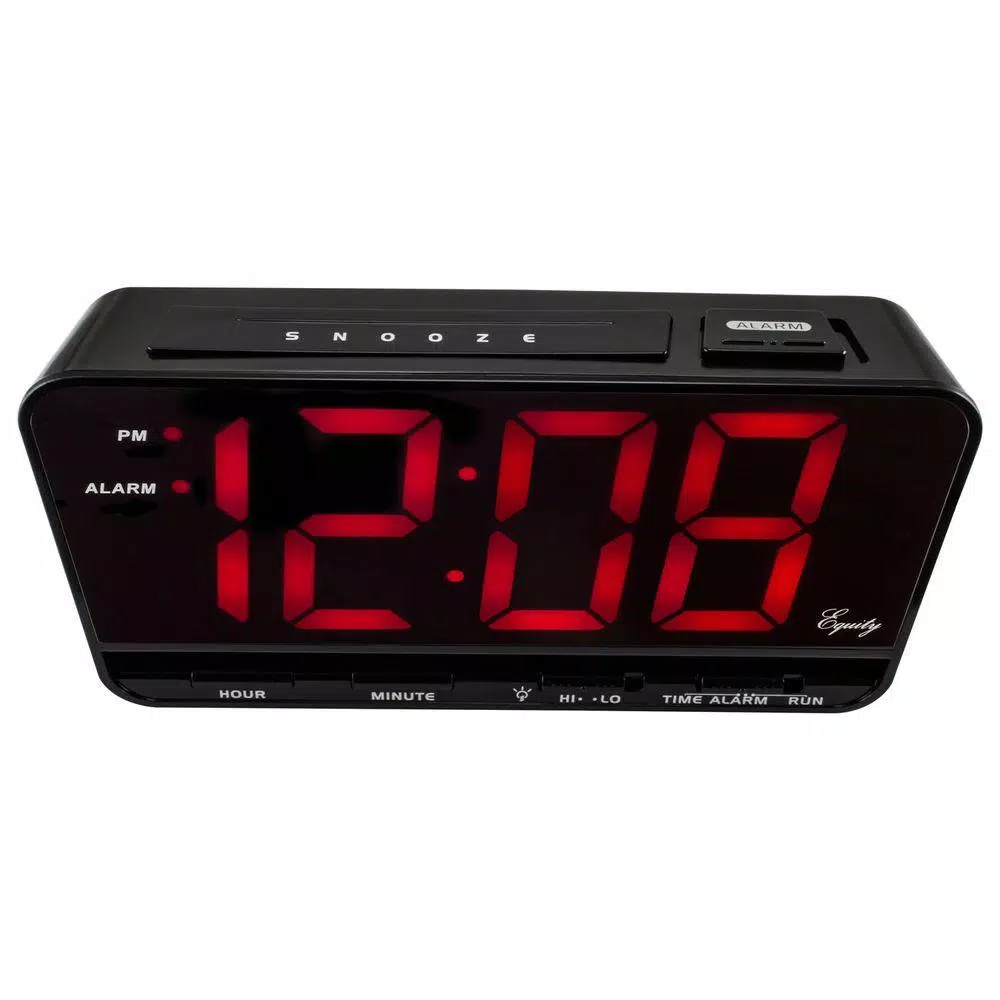 Equity by La Crosse Extra-Large 3 in. Red LED Digital Alarm Table Clock with HI/LO Settings