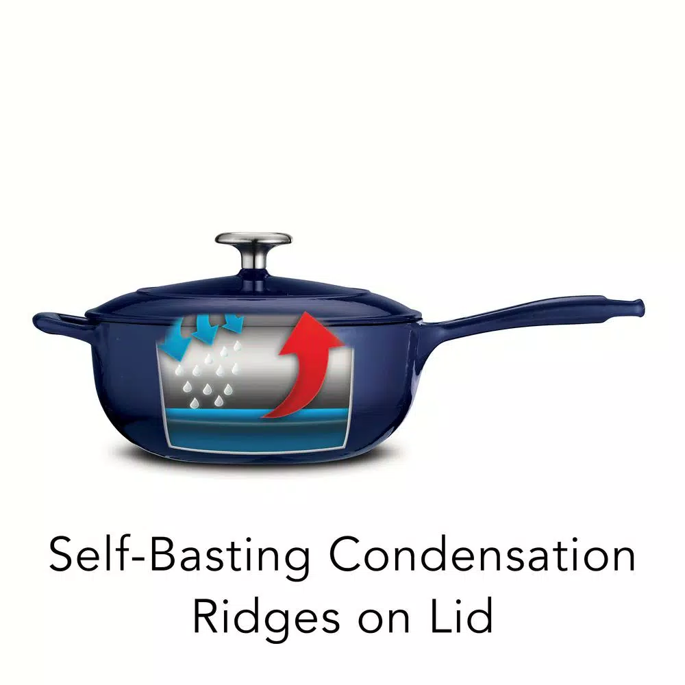 Tramontina Gourmet 3 Qt. Enameled Cast Iron Saucier with Lid, Gradated Cobalt Blue