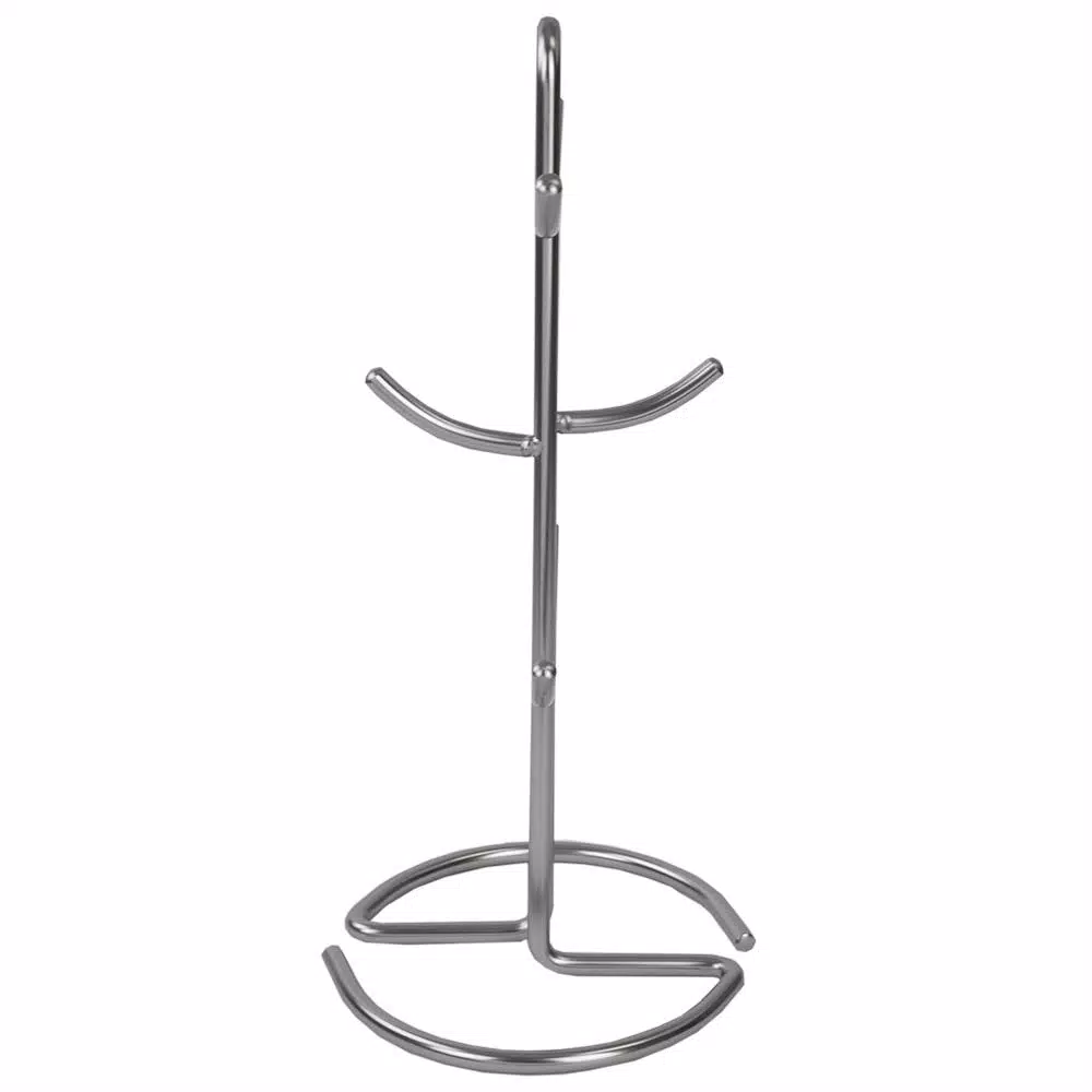 Home Basics Satin Nickel Metal Mug Tree Holder - 6 Hook Coffee and Tea Cup Display Rack