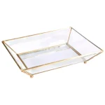 Home Details Vintage Gold Mirrored Bottom Glass Keepsake Tray thumbnail 1