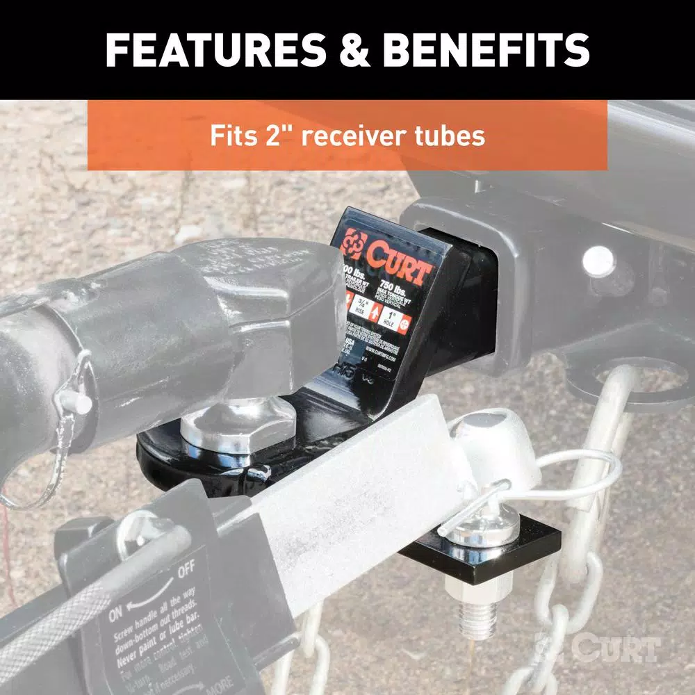 CURT Sway Tab Trailer Hitch Ball Mount, 2" Shank, 7,500 lbs Capacity, 2" Drop