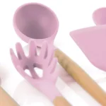 MegaChef 9-Piece Pink Silicone and Wood Kitchen Utensil Set with Ceramic Holder thumbnail 5
