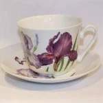 Unbranded Roy Kirkham Iris Floral Fine Bone China Breakfast Cup and Saucer Set (Set of 2) thumbnail 2