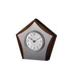 Bulova Orion Gloss Brown Cherry Solid Hardwood Table Clock with Silver Waterfall Bezel thumbnail 2