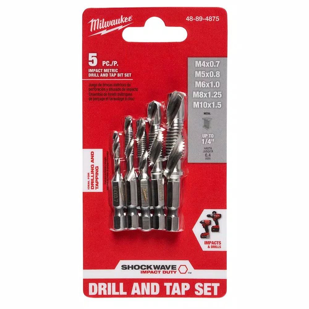 Milwaukee SHOCKWAVE 5-Piece Metric Steel Impact Drill Tap Set