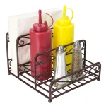 Home Basics Bronze Coated Steel Condiment Server Caddy with Spiral Design, 3 Compartments thumbnail 4