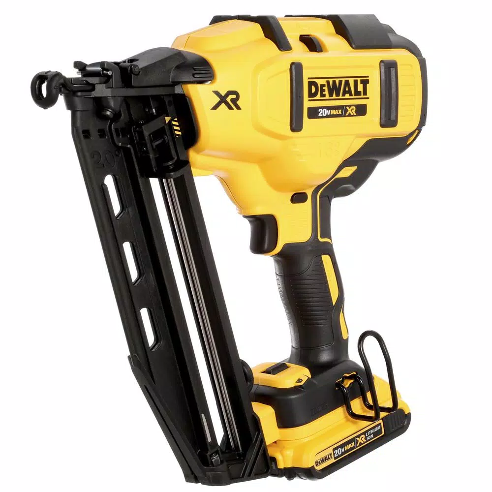 DEWALT 20V MAX 16-Gauge Cordless Angled Finish Nailer Kit with 2.0Ah Battery and Charger