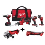 Milwaukee M18 18V Lithium-Ion Cordless 5-Tool Combo Kit with Grinder, Multi-Tool, and HACKZALL thumbnail 1