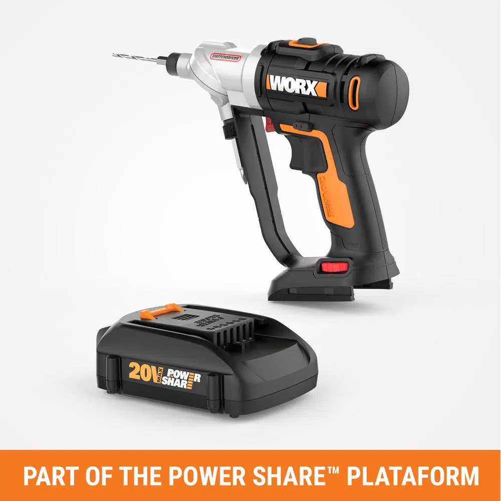 Worx 20V Power Share Switchdriver 2-in-1 Cordless Drill and Driver with 1/4 in. Hex Chuck