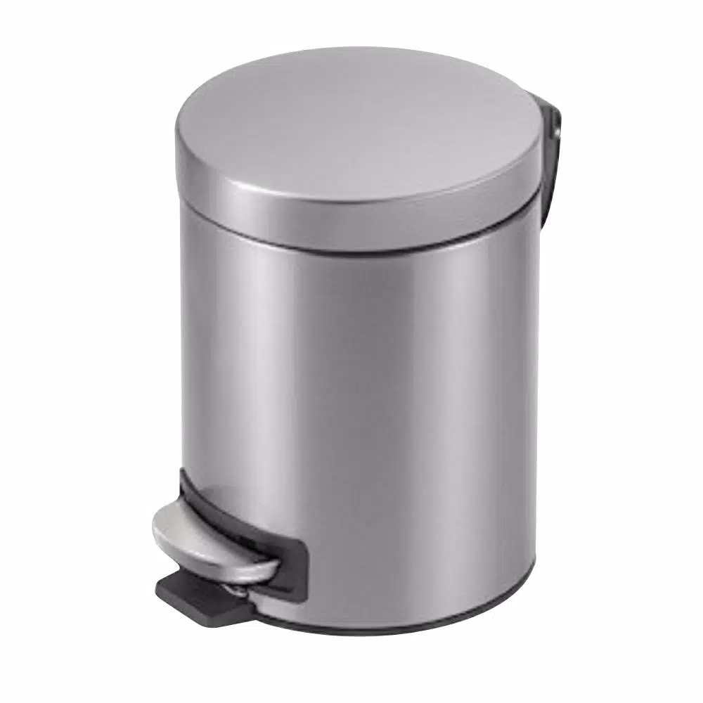 StyleWell 1.3 Gal. Stainless Steel Round Step On Trash Can with Soft Close Lid