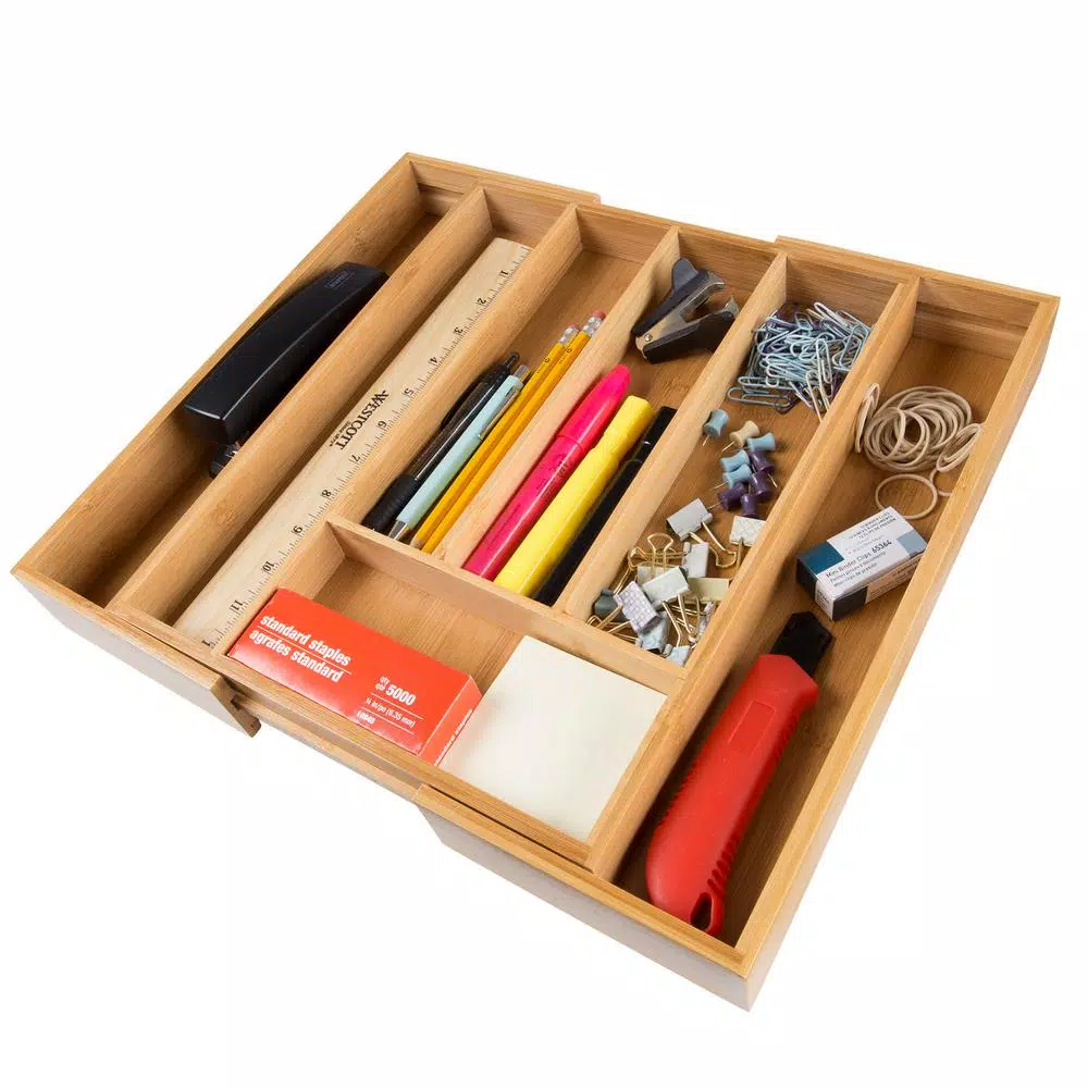 Lavish Home Bamboo Expandable Utensil Drawer Organizer, Brown