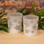 LUMABASE Silver Stars Frosted Glass LED Battery Operated Candles, 2-Count thumbnail 2