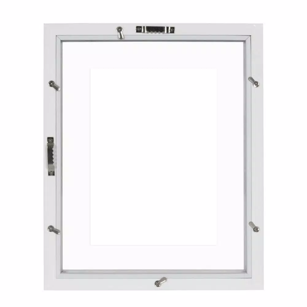 DesignOvation Gallery 8x10 White Satin Wood Float Picture Frame Set, 4-Pack
