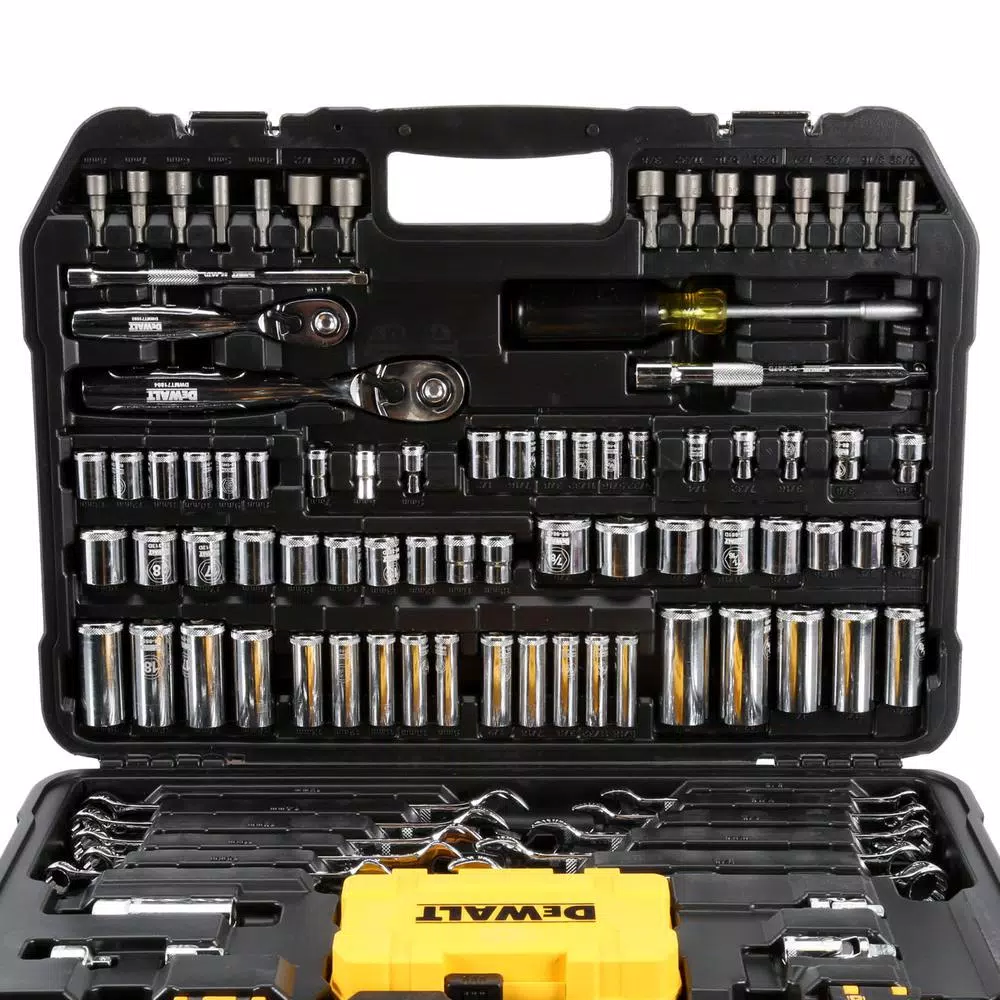 DEWALT 142-Piece 1/4 in. and 3/8 in. Drive Polished Chrome Mechanics Tool Set