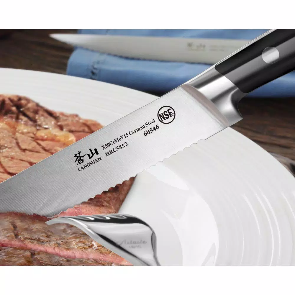 Cangshan S Series 5 in. German Steel Forged Serrated Steak Knife Set, 4-Piece