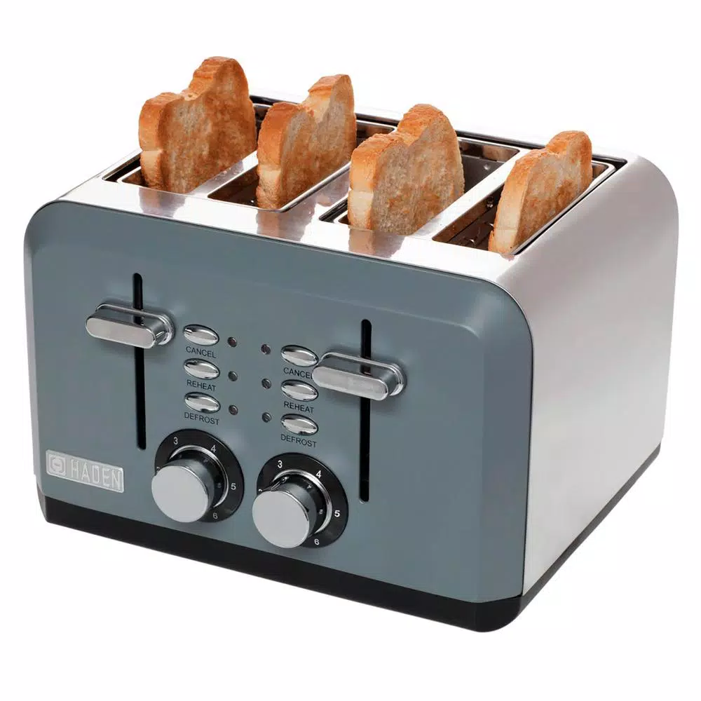 Haden Perth 1500W 4-Slice Wide Slot Toaster, Slate Grey