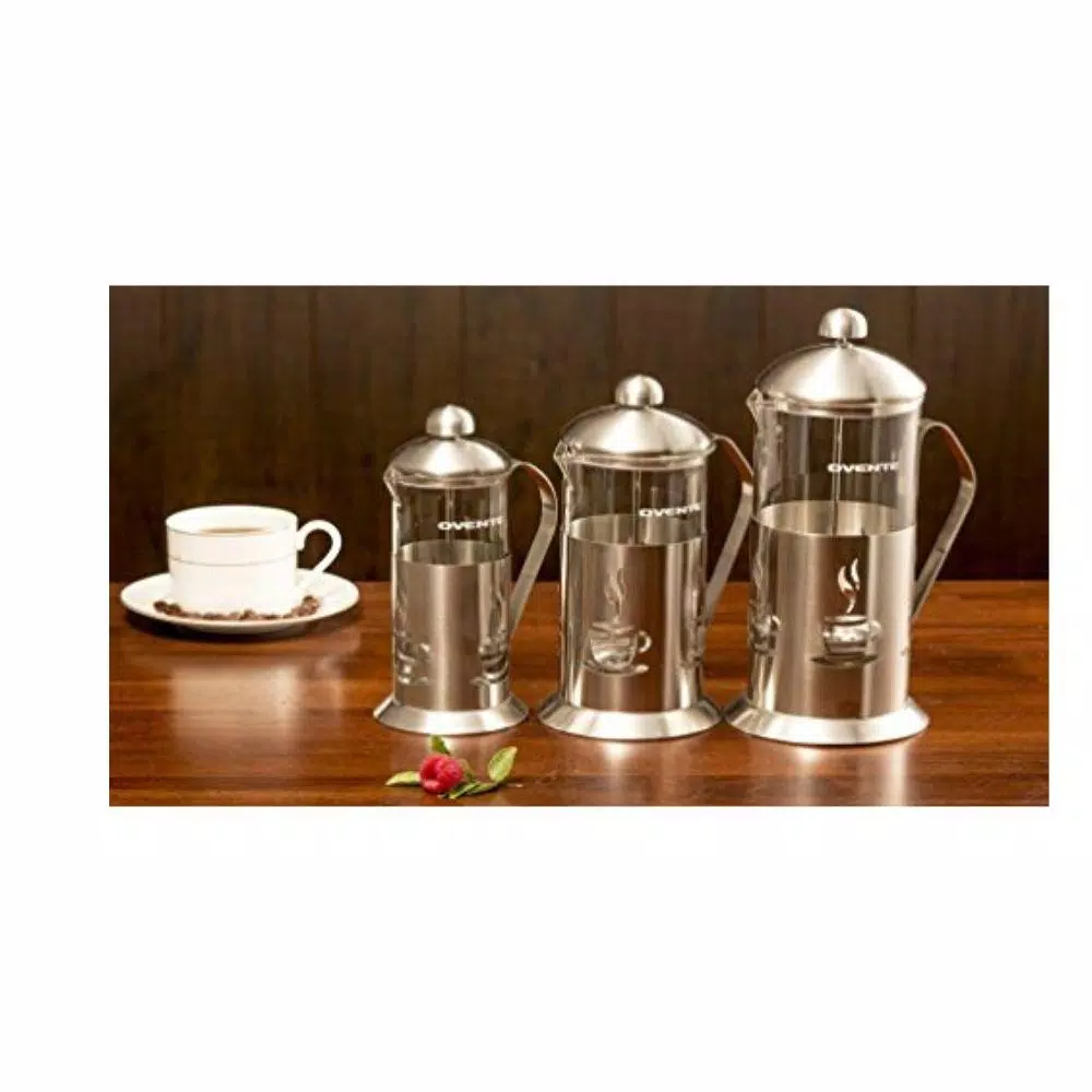 Ovente 8-Cup Stainless Steel French Press Coffee and Tea Maker, Nickel Brushed
