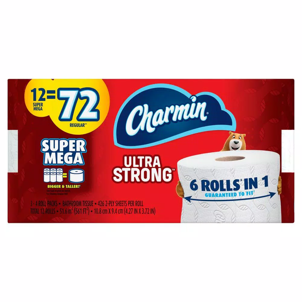 Charmin Ultra Strong 2-Ply Toilet Paper, 12 Super Mega Rolls