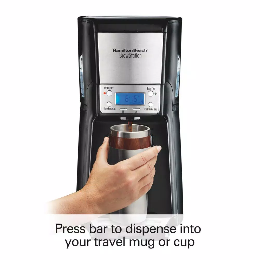 Hamilton Beach BrewStation 12-Cup Drip Coffee Maker with Internal Tank, Black/Stainless Look