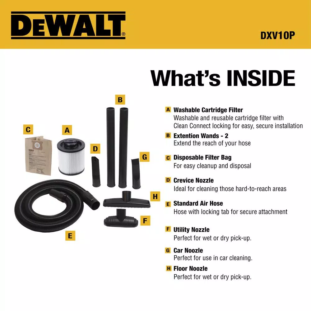 DEWALT 10 Gal. Poly Wet/Dry Vacuum with 5.5 Peak HP Dual-Stage Motor