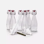 Mockins 17 oz. Glass Bottles with Swing Top Stoppers - Set of 6 with Funnel, Brush, and Gold Marker thumbnail 1