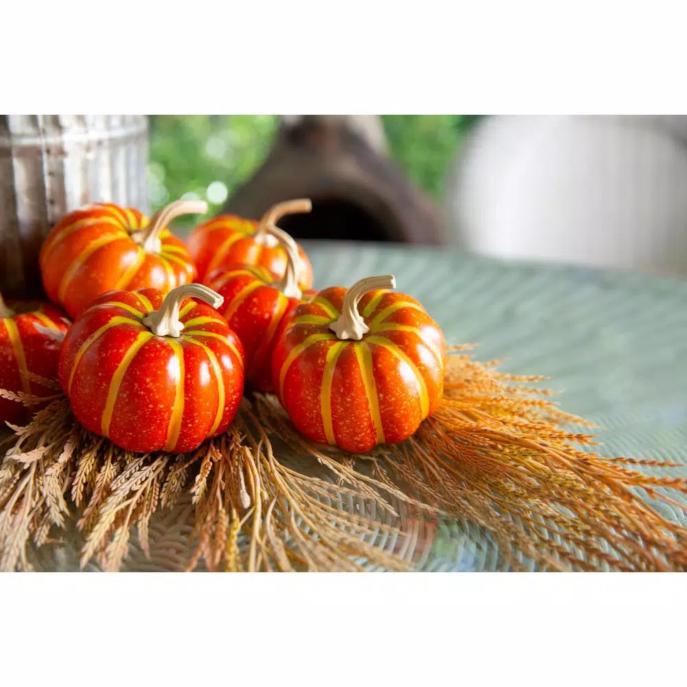 Flora Bunda 3 in. Dark Orange Foam Pumpkin Filler, Set of 8 - Fall Harvest Indoor Tabletop Decor