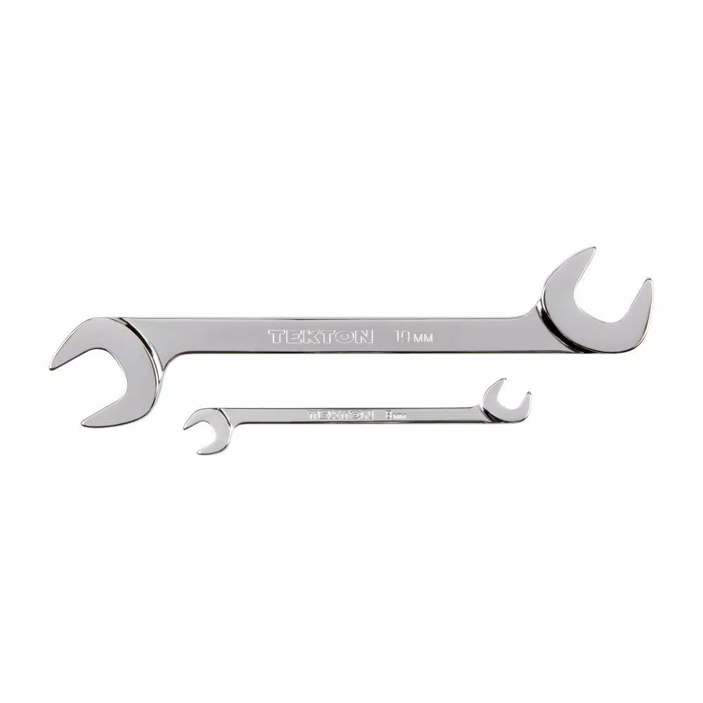 TEKTON 12-Piece Metric Angle Head Open End Wrench Set, 8 mm to 19 mm