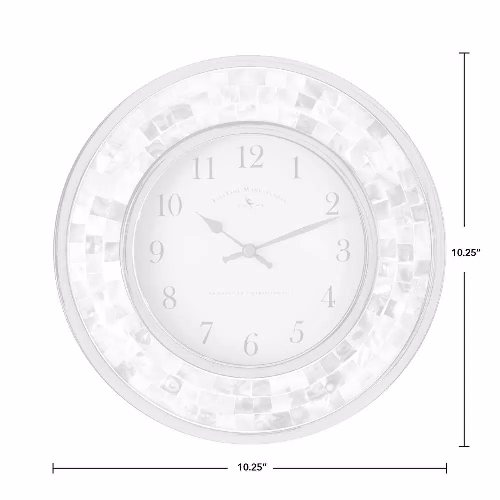 FirsTime and Co. Pearl Mosaic Wall Clock - Coastal Shell Design, 10.25 in.
