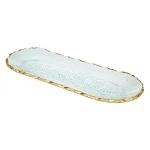 Godinger Harper Oval Crystal Serving Tray - Modern Gold Finish thumbnail 1