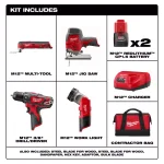 Milwaukee M12 12V Lithium-Ion Cordless 4-Tool Combo Kit with 2 1.5 Ah Batteries, Charger, and Tool Bag thumbnail 2