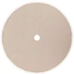 VHC Brands 55 in. Grey Margot Farmhouse Christmas Tree Skirt with Diamond Lace and Chambray thumbnail 2