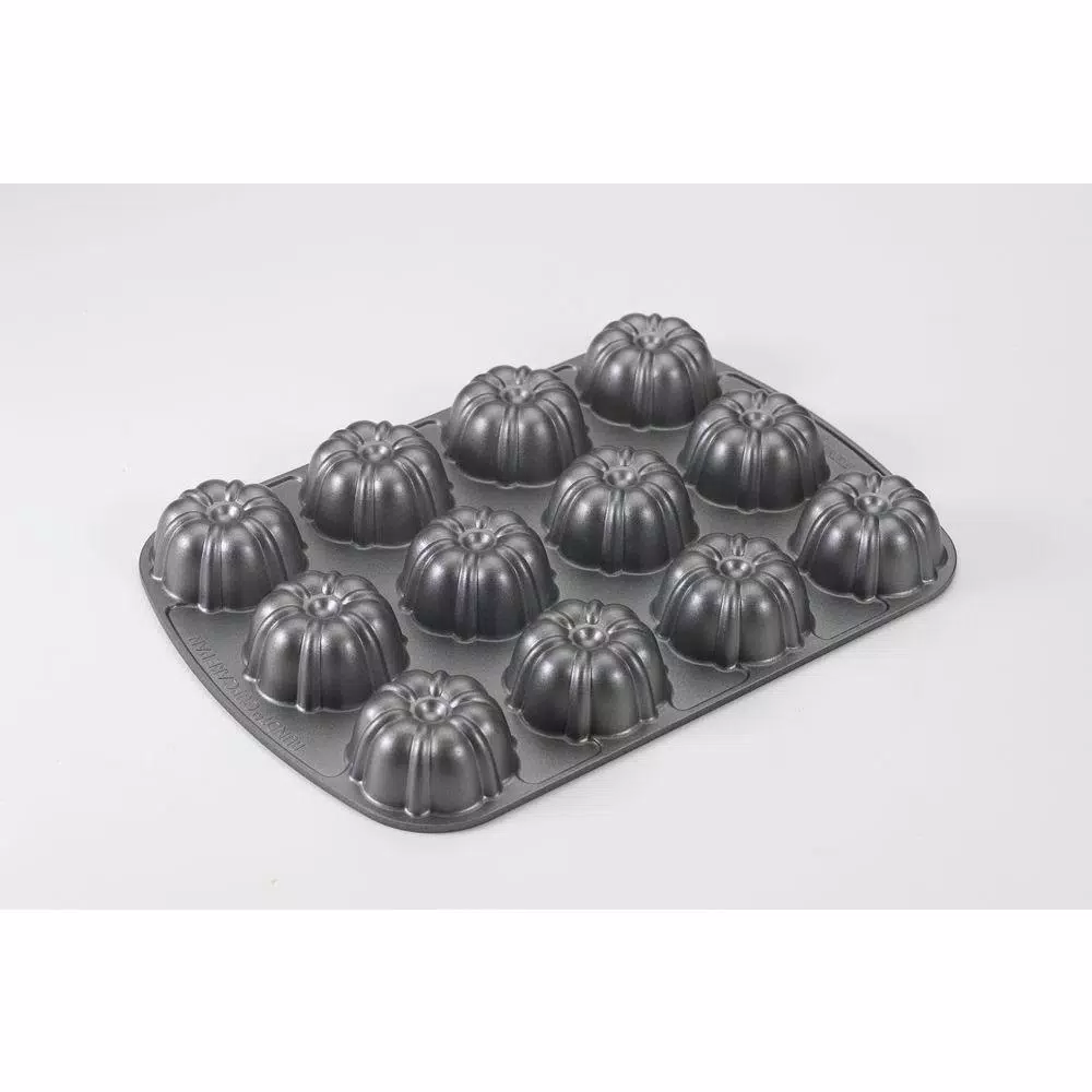 Nordic Ware Pro Cast Nonstick Fluted Bundt Brownie and Cupcake Pan, Aluminum