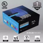 Wintergreen Lighting OptiCore C9 LED Blue Smooth Opaque Christmas Light Bulbs, 25-Pack thumbnail 2