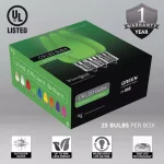 Wintergreen Lighting OptiCore C9 LED Green Smooth Opaque Christmas Light Bulbs, 25-Pack thumbnail 2