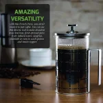 Ovente 3-Cup Silver Borosilicate Glass French Press Coffee and Tea Maker with Stainless Steel Shell thumbnail 6