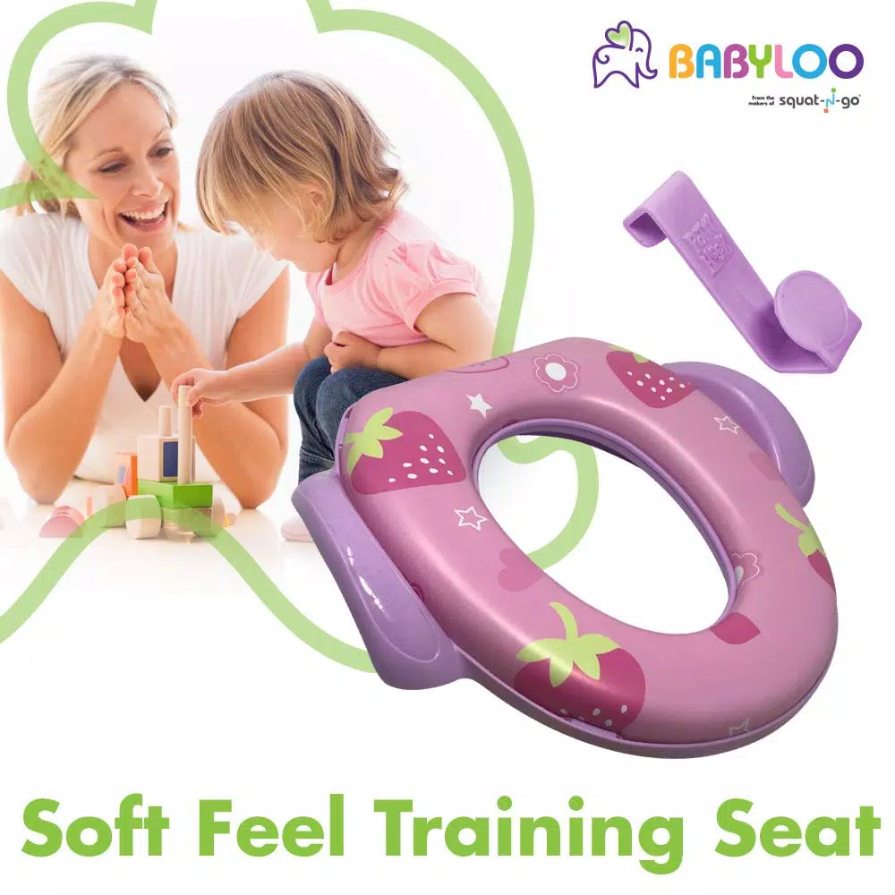 Babyloo Children's Soft Cushion Toilet Seat with Handles and Splash Guard - Pink